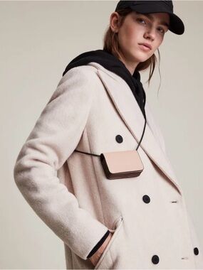ALLSAINTS Honore Leather Cardholder in alabaster pink